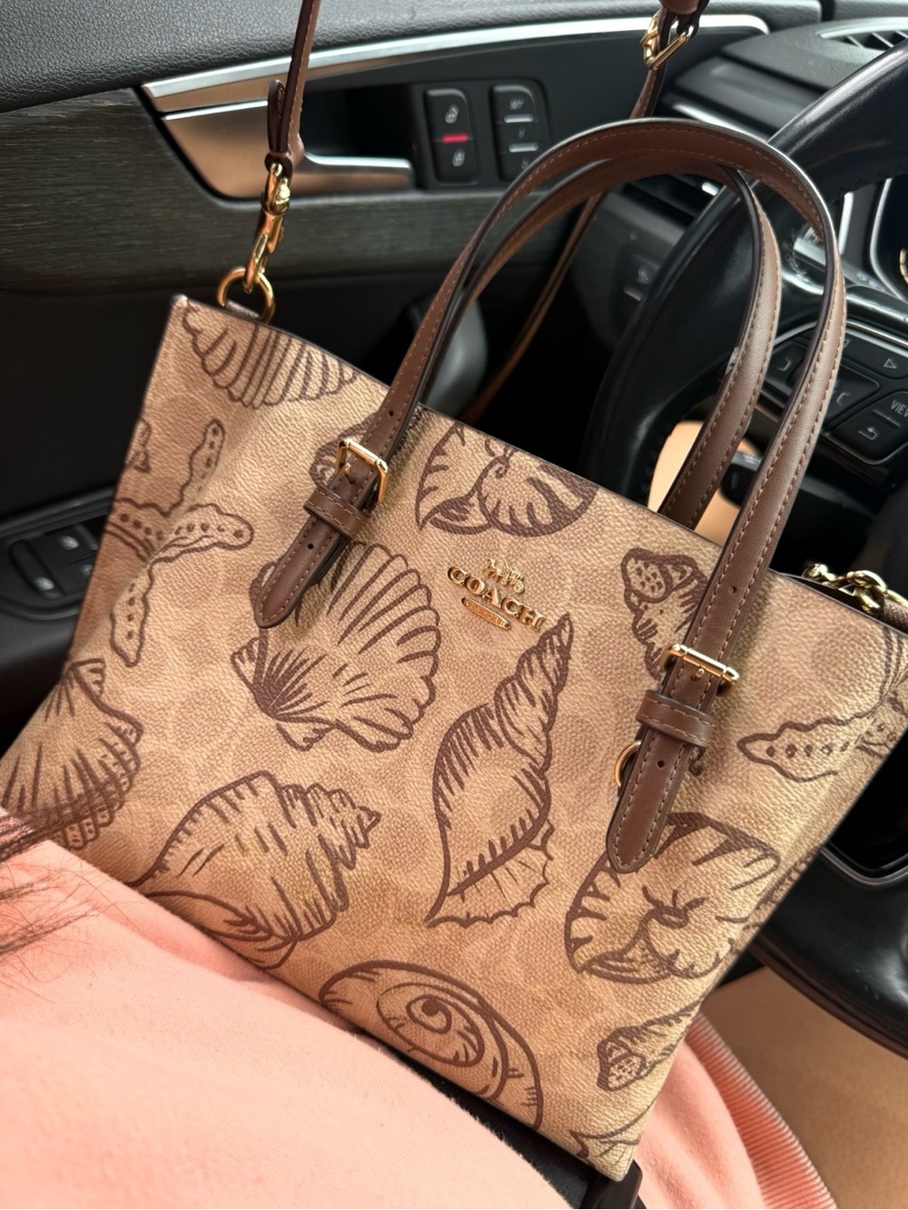 Coach Brown Seashell Print Mini Tote
